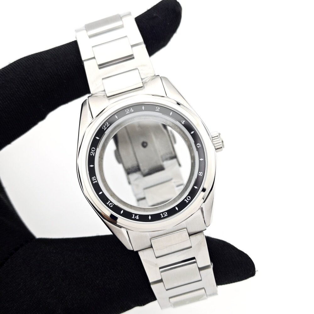 39mm GMT Style Case Two-Tone Bezel Steel Bracelet Fit Auto Mod