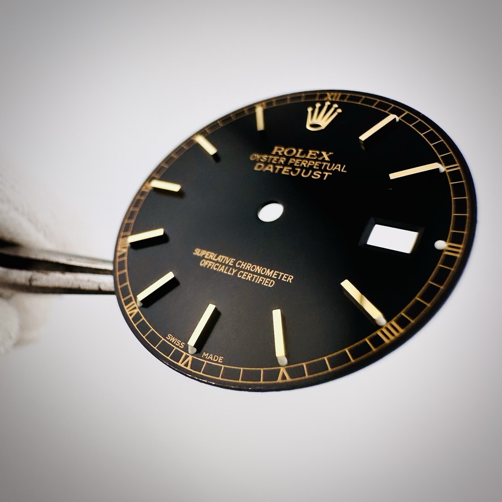 Factory Rolex Two Tone Black Gloss Luminova Dial Datejust 16013 16233 16238