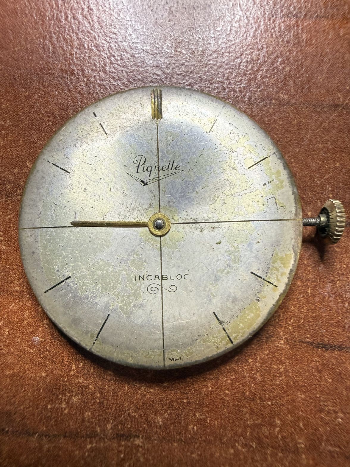 Piquette Dial Amko 17 Jewels Round Movement Incabloc Not Running Parts