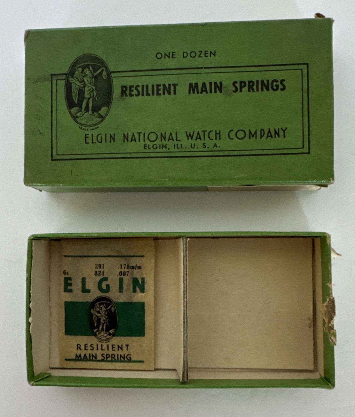 Elgin 824 Resilient Mainsprings 1 Spring New Old Stock & Original Box Vintage