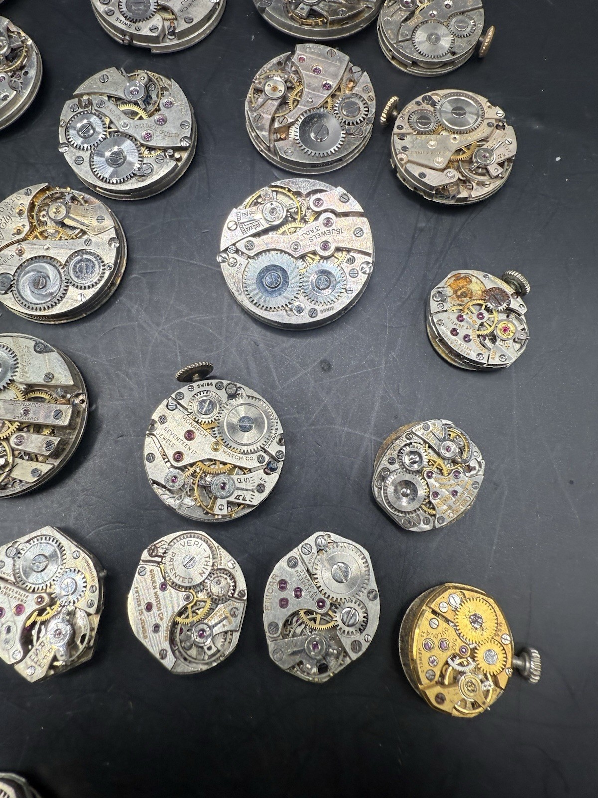 LOT of 36 Vintage Ladies Watch Movements & Dials For Parts/Repair Various Brands