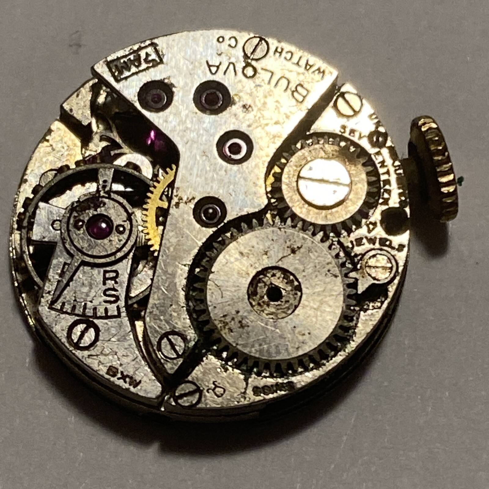 Bulova Watch Co. AS 1001 Movement 7 Jewel For Parts Or Repair