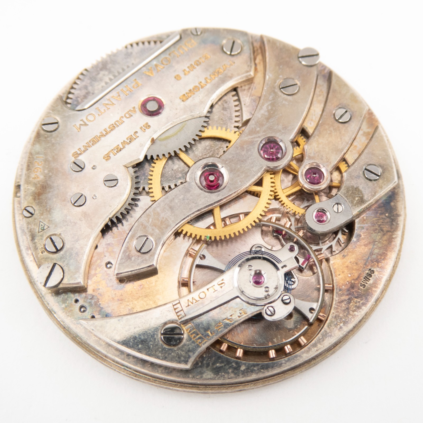 Bulova Phantom 1264 21-Jewel Antique Pocket Watch Movement
