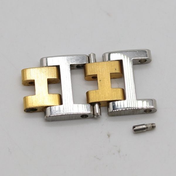 HERMES Clipper Side Polish 12mm Genuine Link Watch Band Bracelet 2 set