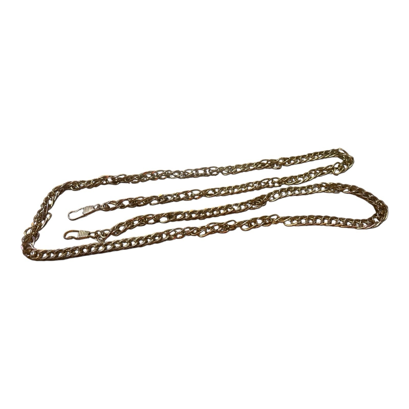 VINTAGE 42 INCH NECKLACE POCKET WATCH CHAIN,YELLOW GOLD TONE, NICE C1