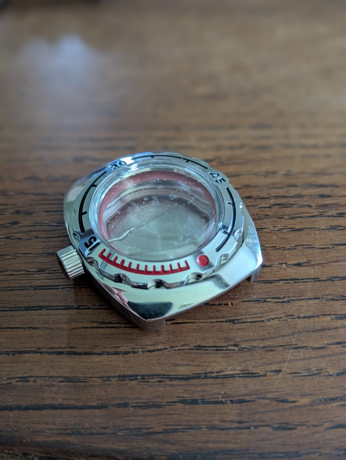 Vostok Amphibia Automatic Watch Case, Crown+Stem, New Old Stock, Complete #S752