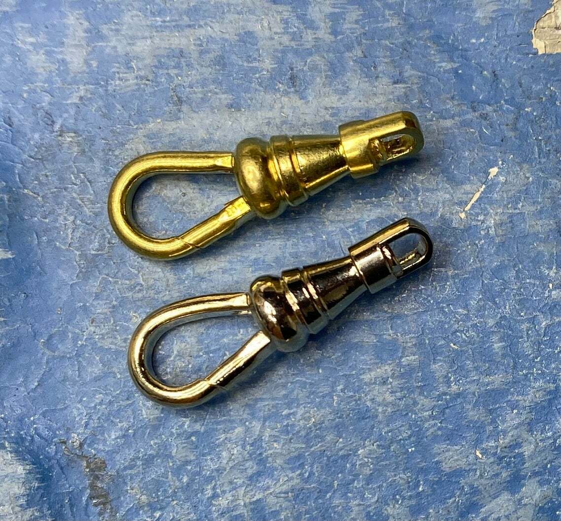 10 Pc Lot Swivel Clip Pocket Watch Chain Repair Gold Tone Lanyard Clasp 1″