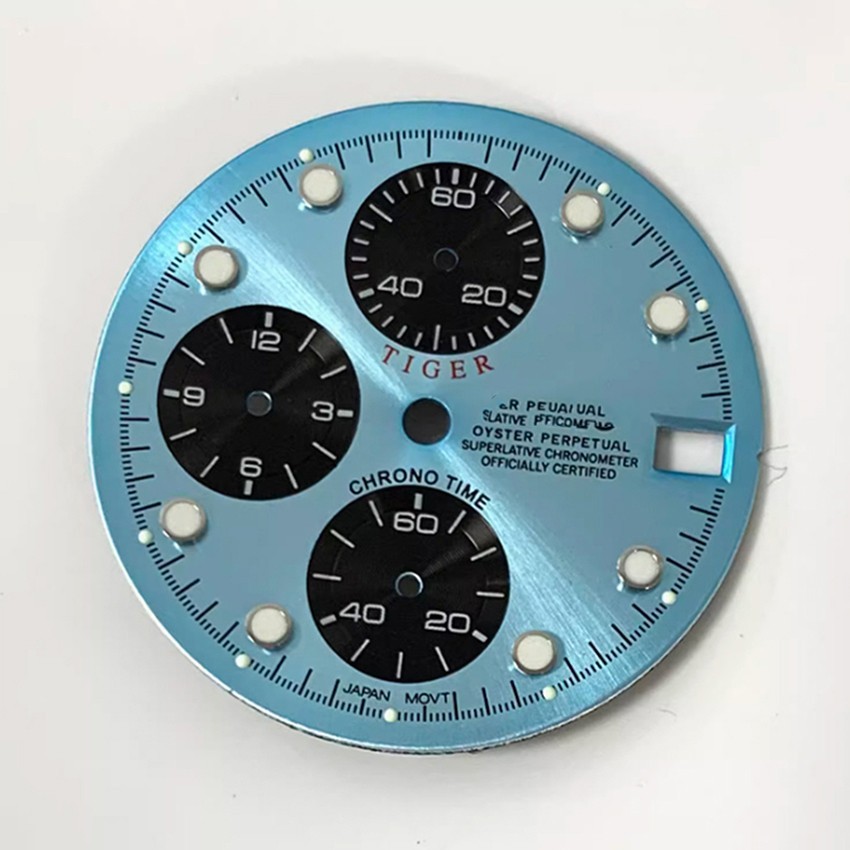 29.8mm Multifunctional Watch Dial Six Hands Green Luminous For Vk67 Movement