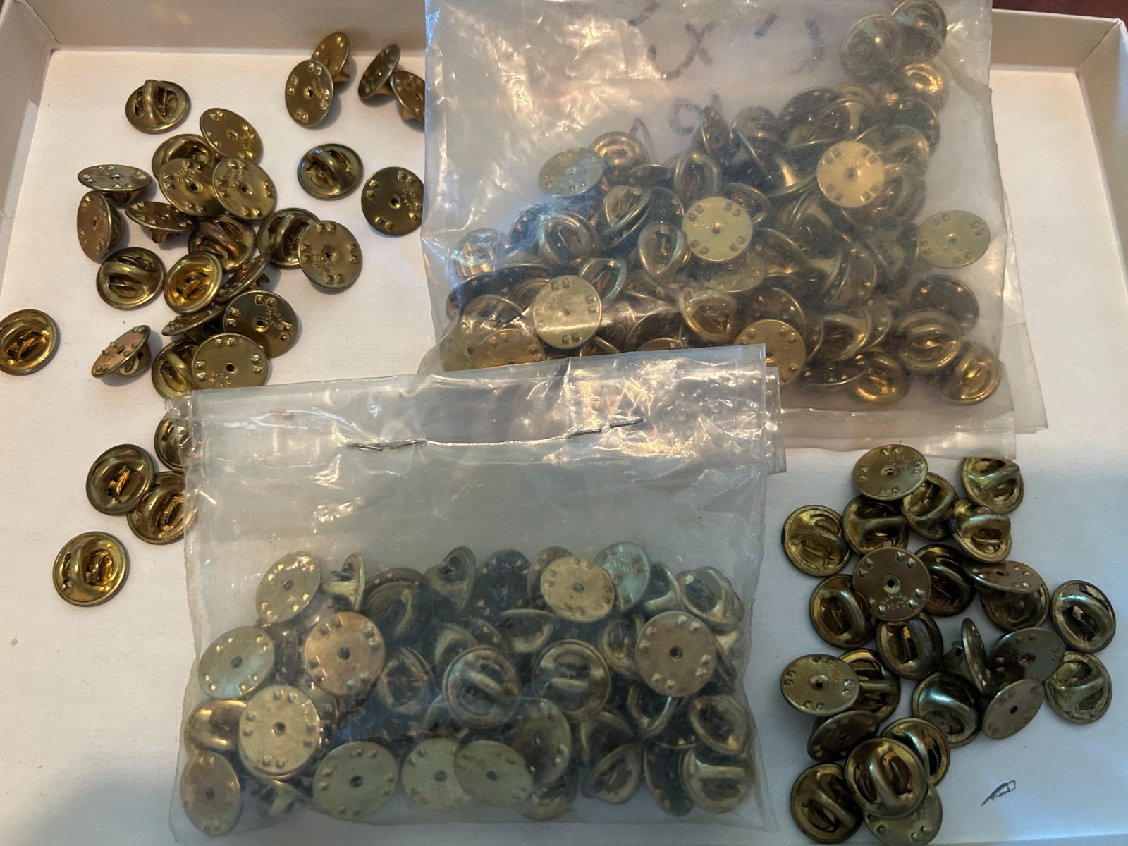 100+ Military Double Base Bar Brass, Clutch Back, Butterfly Fastener Clasps