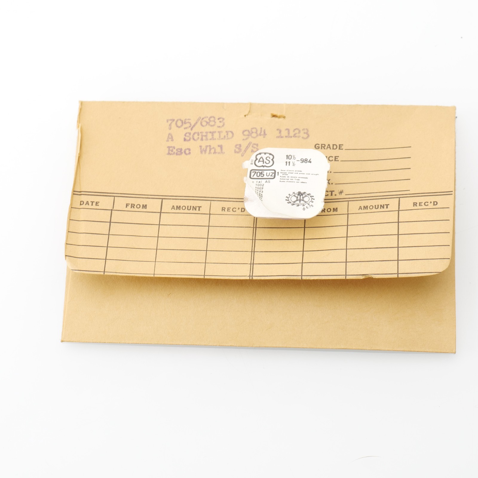 AS 984, 1123 Escape Wheel Watch Part New Old Stock Bestfit 705/683 Watchmakers