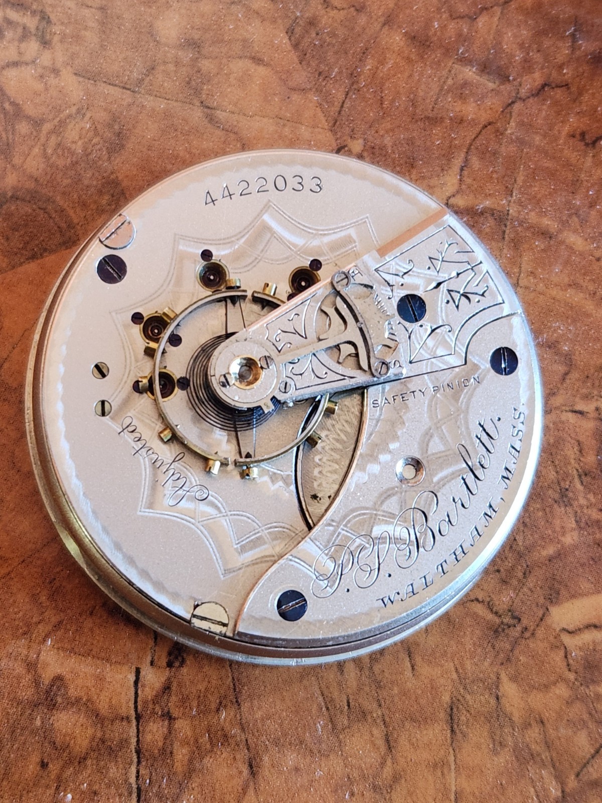 Waltham 18s 15j Frosted “P.S Bartlett” Hunter Pocket Watch Movement (Not…