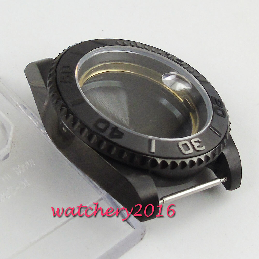 40mm Black PVD Watch Case Fit NH35 NH36 Miyota8215 DG2813 ETA2824 Sapphire Glass