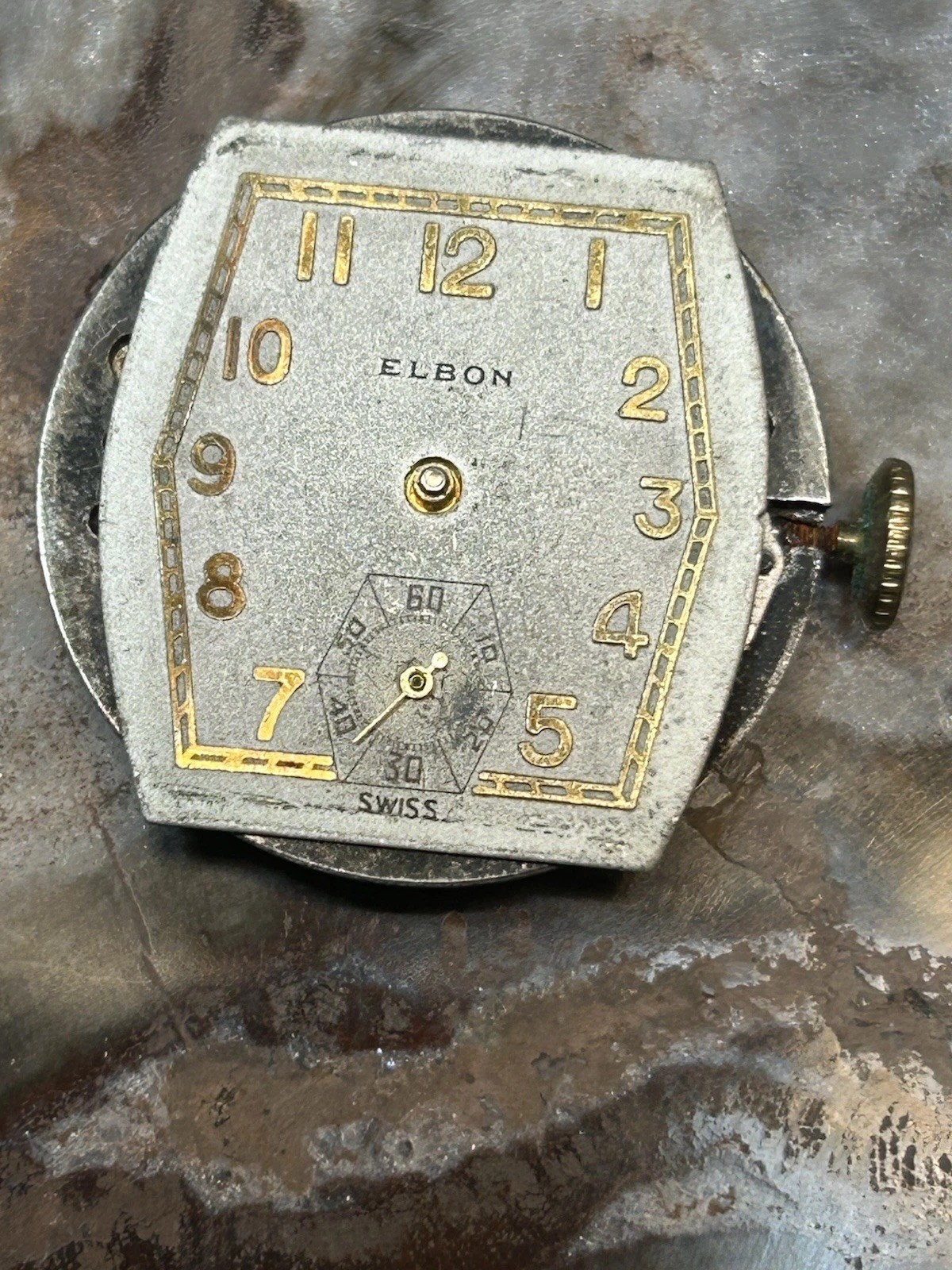 Vintage Men’s Elbon 17j Manual Wind Movement And Dial. Over Wound.