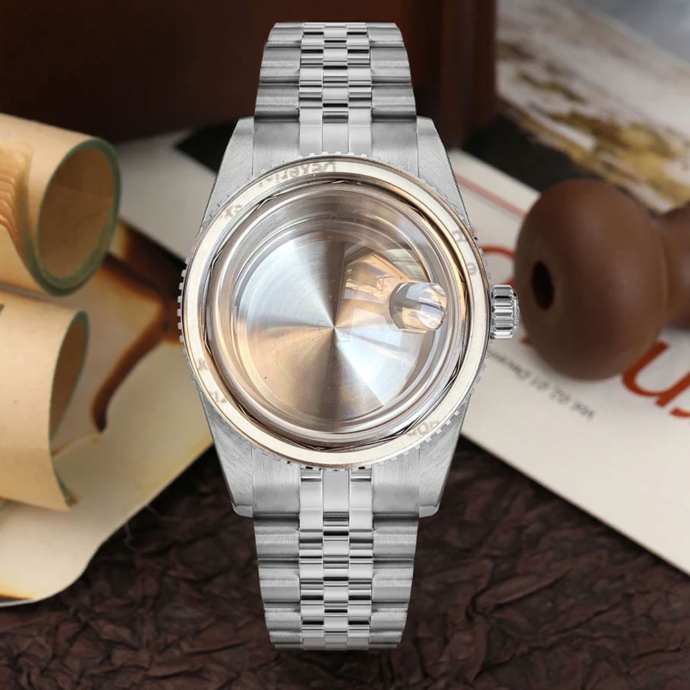38mm Stainless Steel 200M Diver Watch Case Sapphire Brown White Dial for NH35