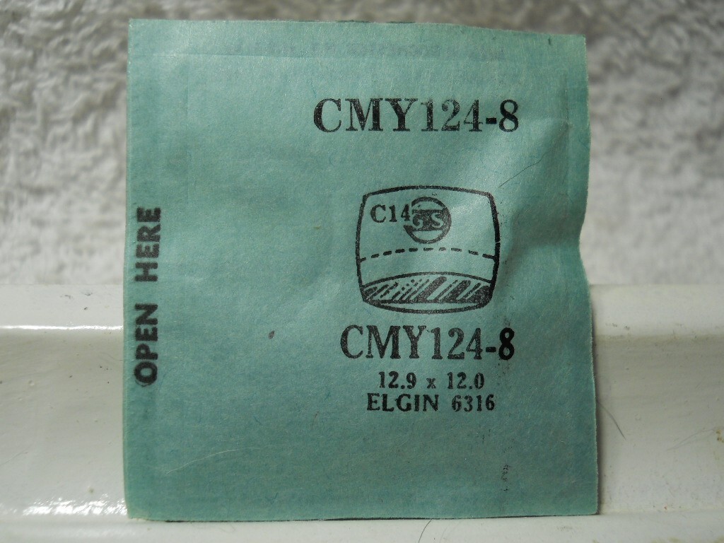 GS CMY124-8 Watch Crystal Fit Elgin 6316 – 12.9 x 12.0 mm – Replacement / Repair