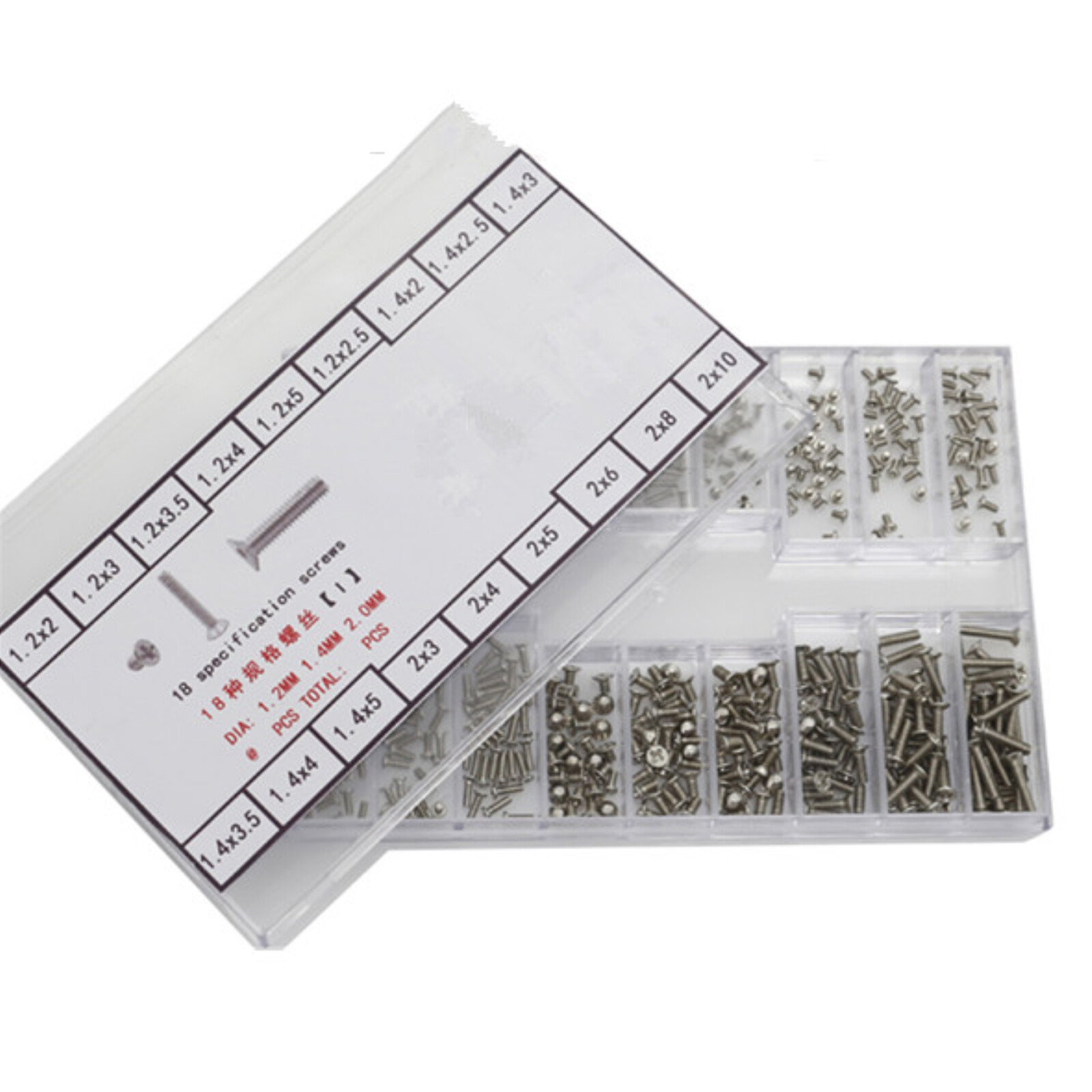 18 Different Sizes Silver Mini Steel Screws For Watch Back Case Or Eyeglasses