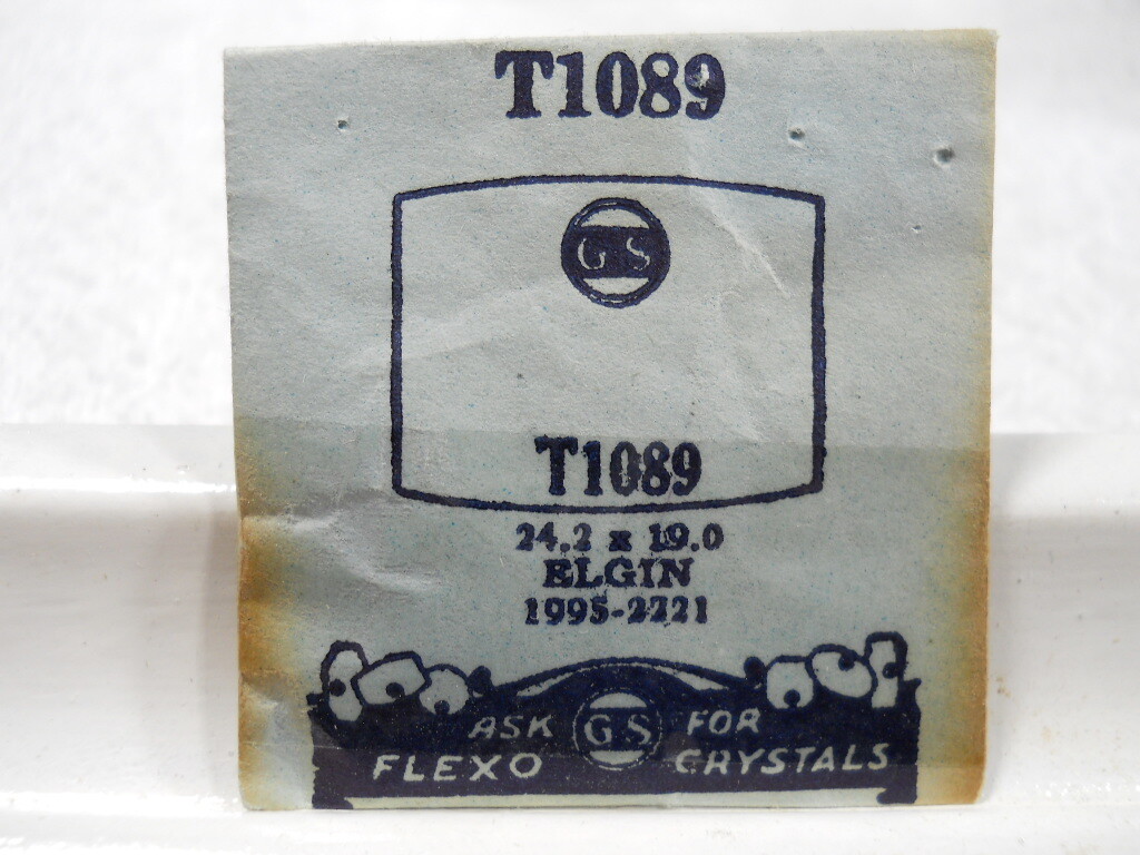 GS T1089 PT1089 Watch Crystal Fit Elgin 1995 – 2221 – 24.2 x 19.0 mm Replacement
