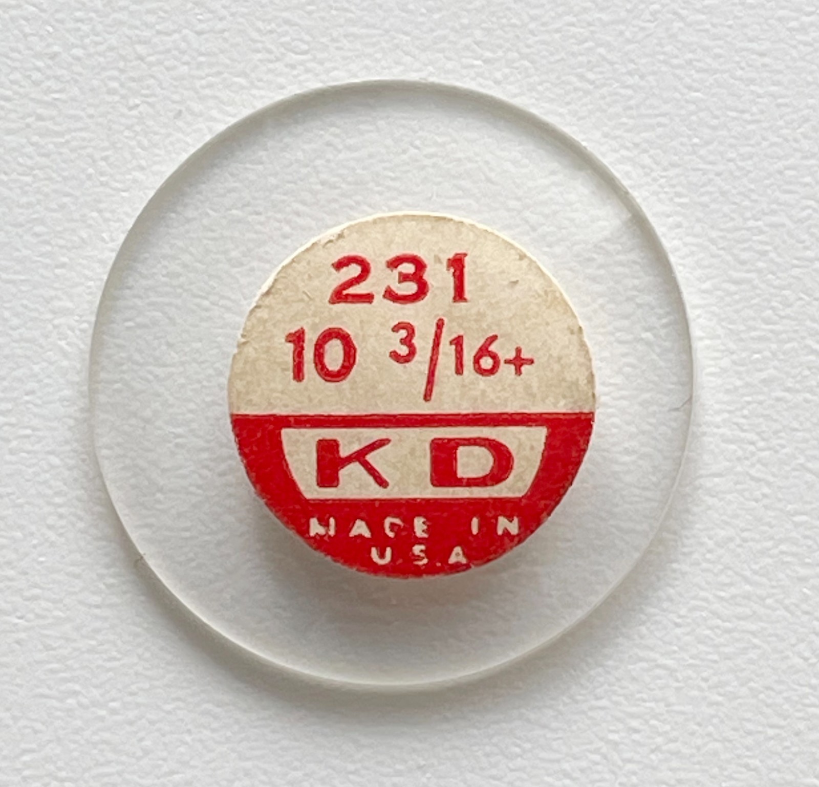 NOS Vintage KD 231 Watch Crystal Glass Replacement Part Made In USA 23.0mm Parts