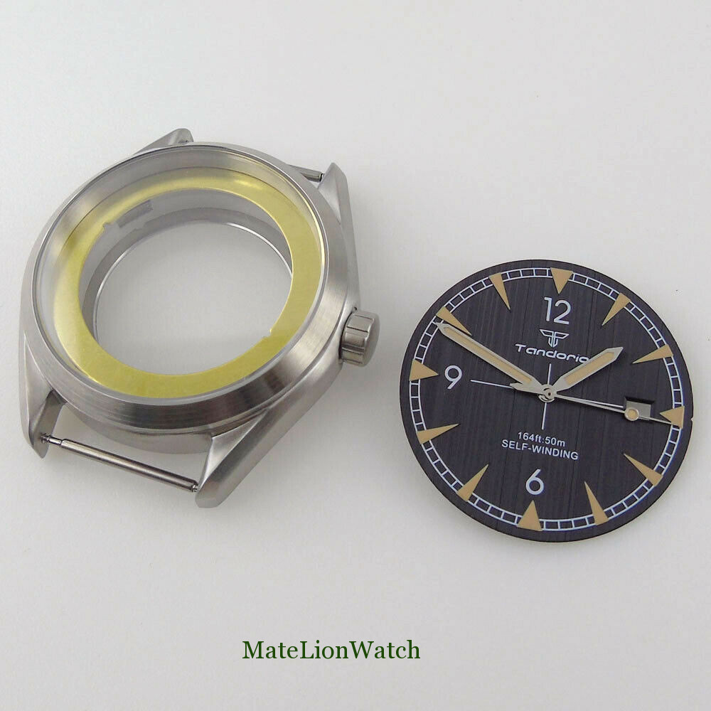 41mm Brushed Watch Case+Hands+Dial Fit For NH35 /NH35A Movement Sapphire Glass