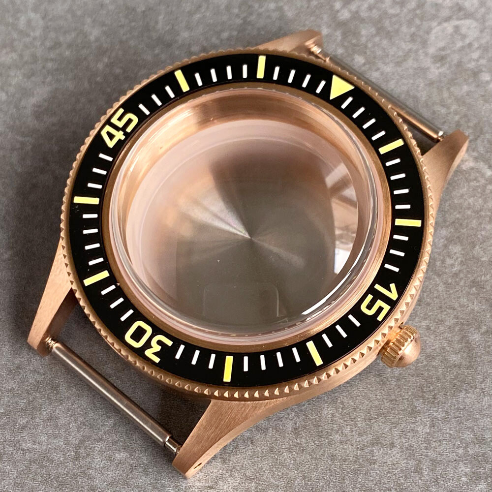 CUSN8 Solid Bronze Vintage 200M Dive Watch Case Fit NH35 Sapphire Ceramic Insert