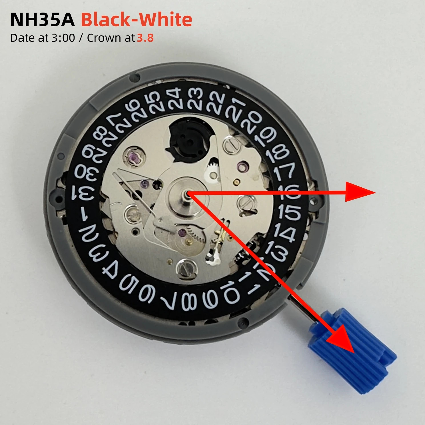 NH35A Movement at 3.0/3.8 O’clock White/Black Datewheel 24 Jewels High Accuracy