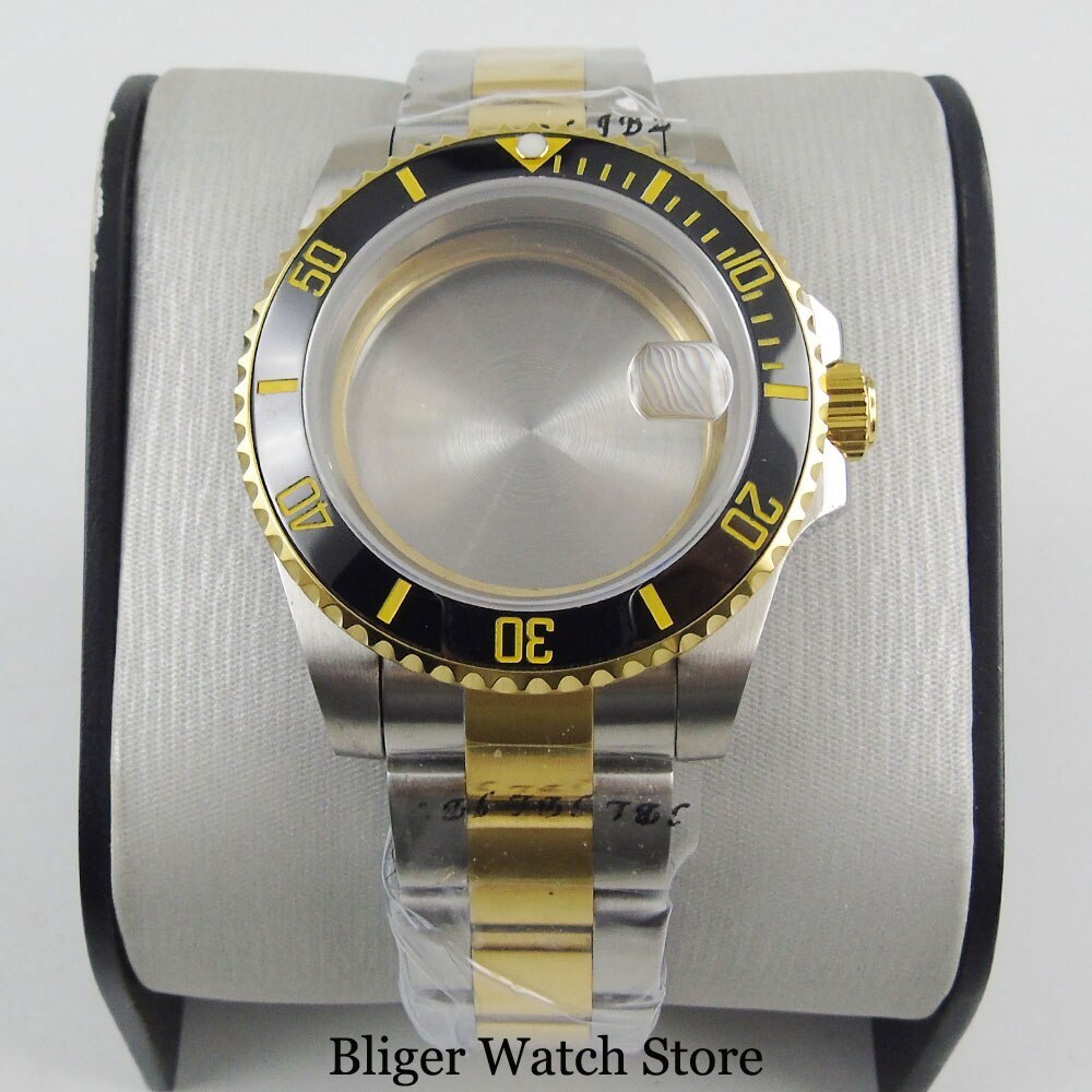 40mm Two Tone Gold Watch Case fit NH35A NH36A NH34A ETA 2824 MIYOTA 8215 PT5000