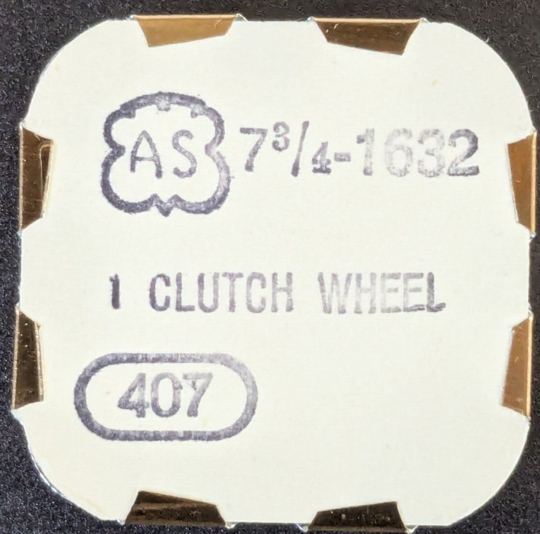NOS AS 7-3/4 Cal. 1632 Watch Clutch Wheel Part # 407
