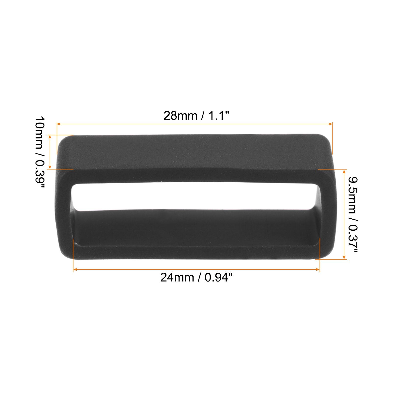 Watch Band Strap Loops Silicone for 24mm Width Watch Band, Black 4 Pcs