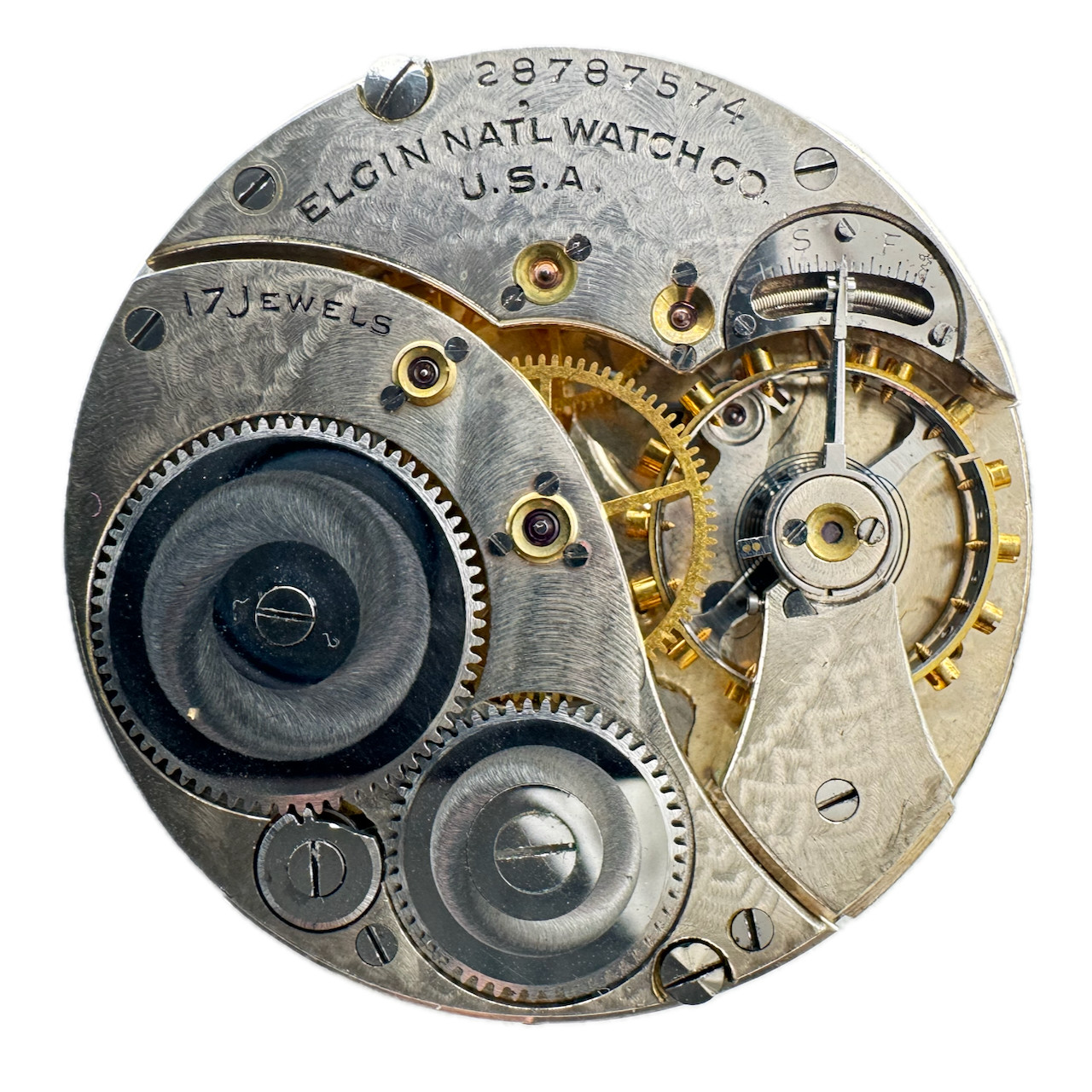 Antique 12s 1926 Elgin 3 Mechanical Open Face Pocket Watch Movement 345 USA 17J