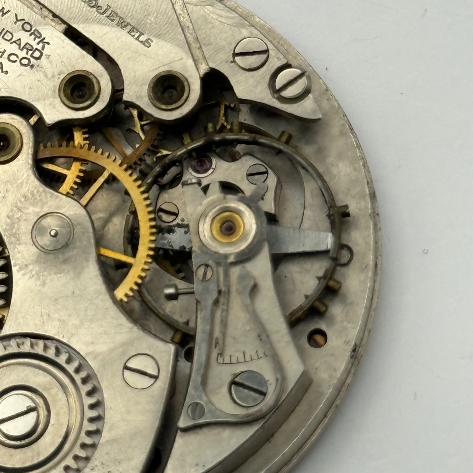New York Standard Pocket Watch Movement USA Watch Co 15J Sub Seconds Parts 36mm