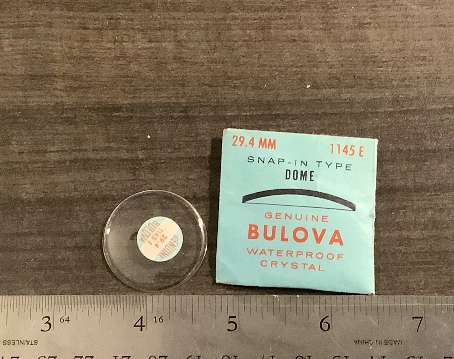 Bulova 1145 E Waterproof Crystal-29.4 MM-NEW OLD STOCK-Snap-In Type