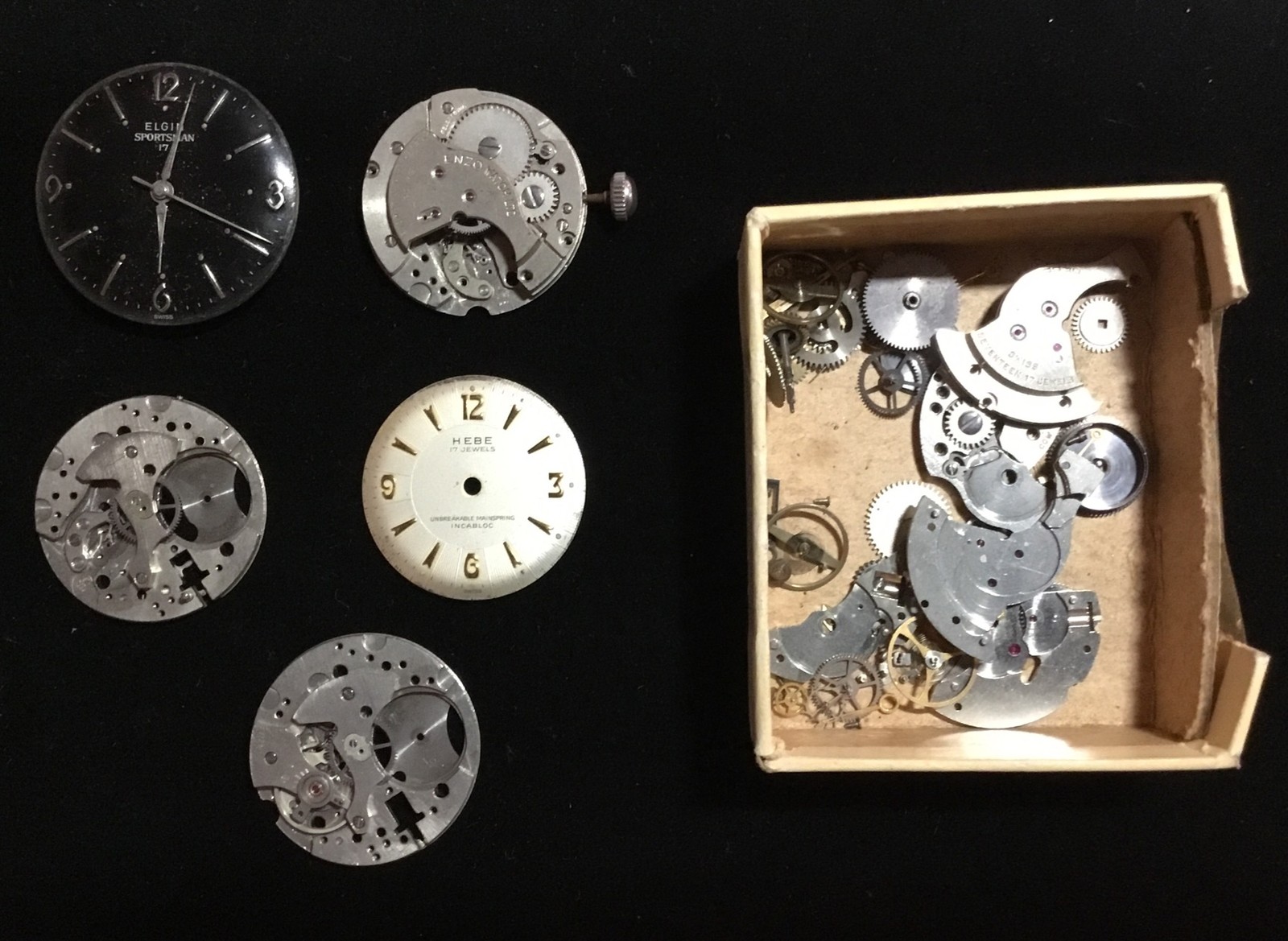 ELGIN Sportsman ETA/ST 1686 Watch Parts Dials Movements Rotors Etc Good Staffs