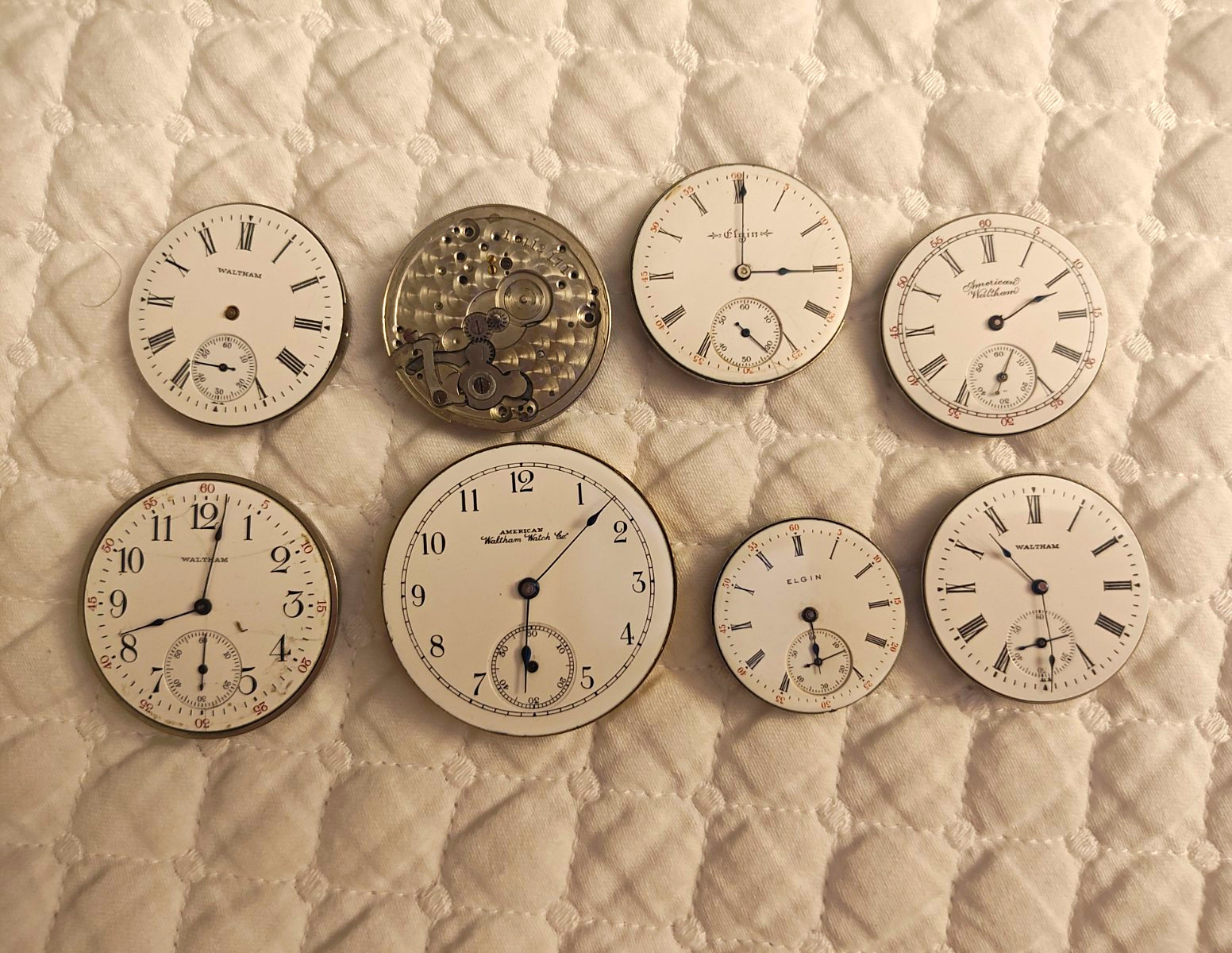 Elgin/Waltham Pocket Watch Movement Parts Lot . 5x6s , 0s , 16s,12s .