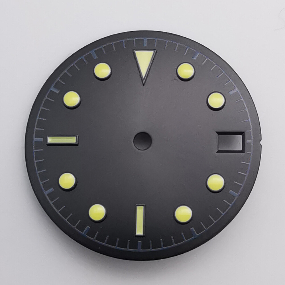 28.5mm black blue green white luminous sterile watch dial fit NH35 movement