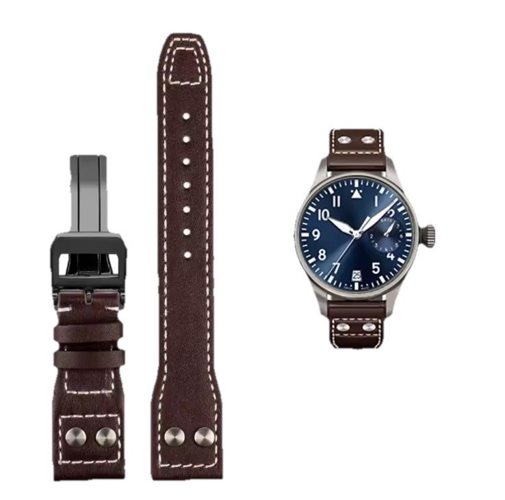 Genuine Leather Watch Strap 20mm 22mm For Big Pilot Portugieser With Buckle