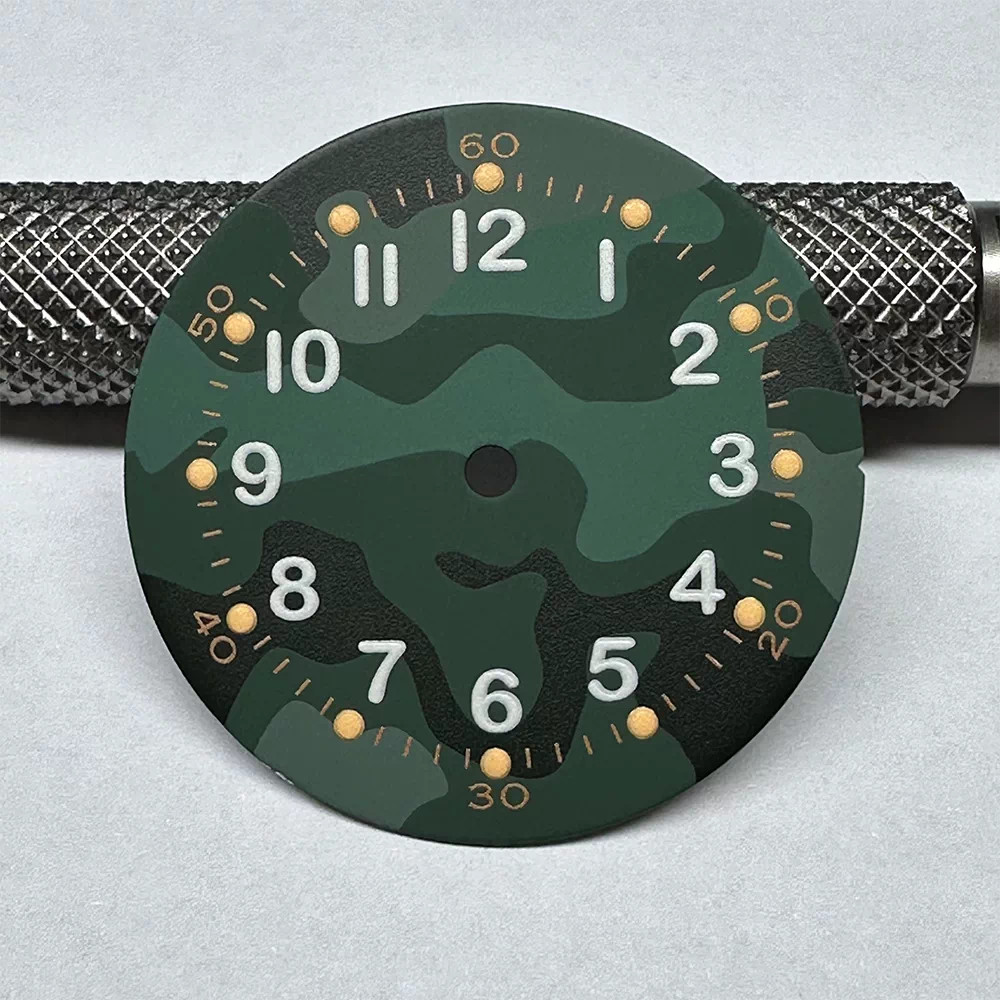 28.5mm Camouflage Watch Dial Green Luminous For Nh35 Movement Watch Accessories