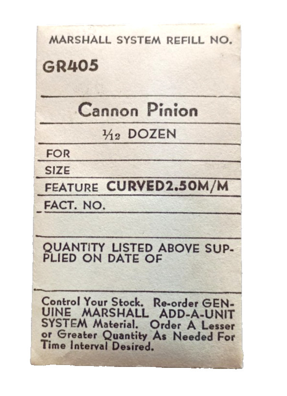 Gruen 405 406 410 411 421 425 426 CANNON PINION watch part #240/GRU 405
