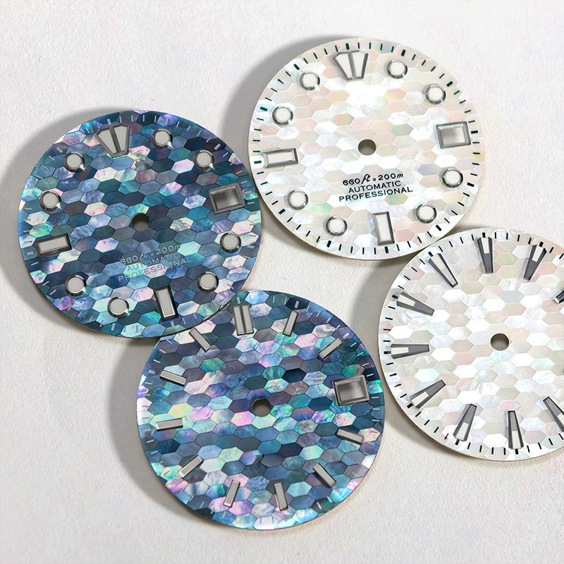 28.5mm Dial Purple Red Mosaic Mother of Pearl Watch Face BGW9 C3 Lume