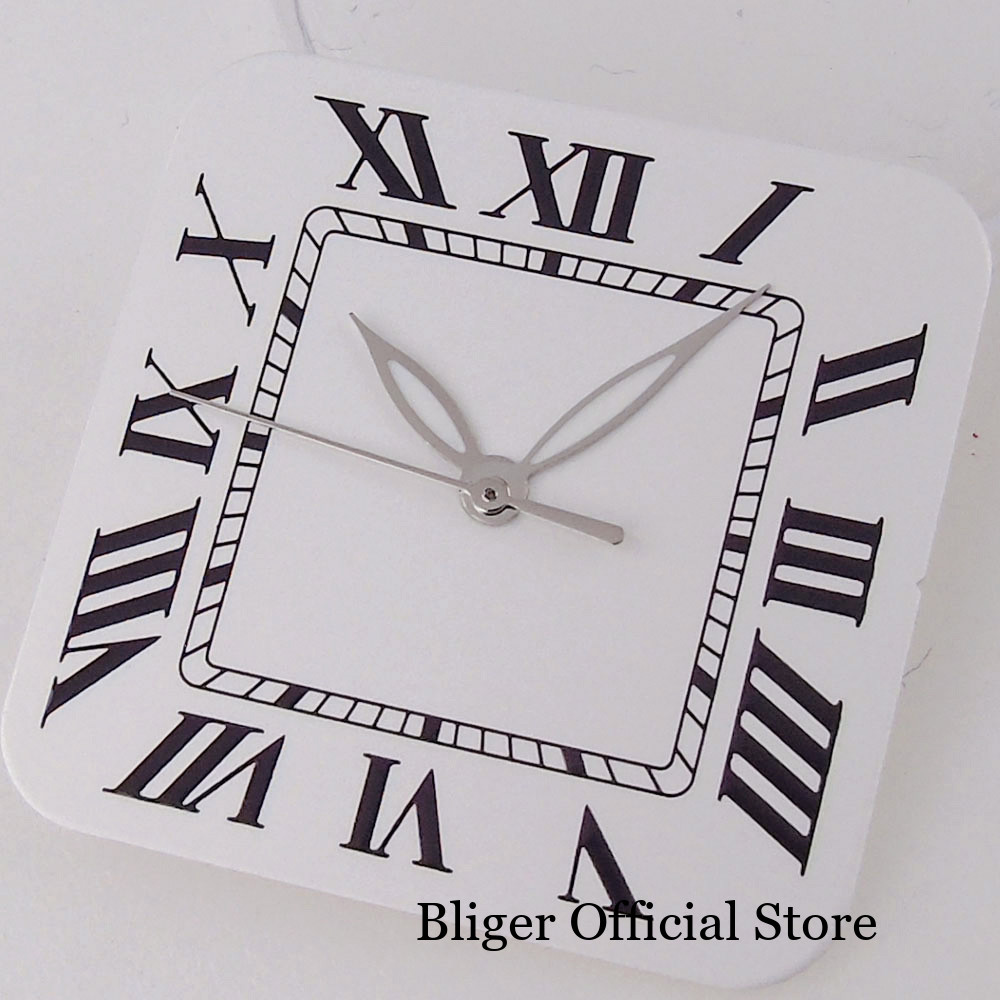 Square 27mm Sterile Watch Dial White Blue Black fit NH35 NH38 NH36 Roman Numeral