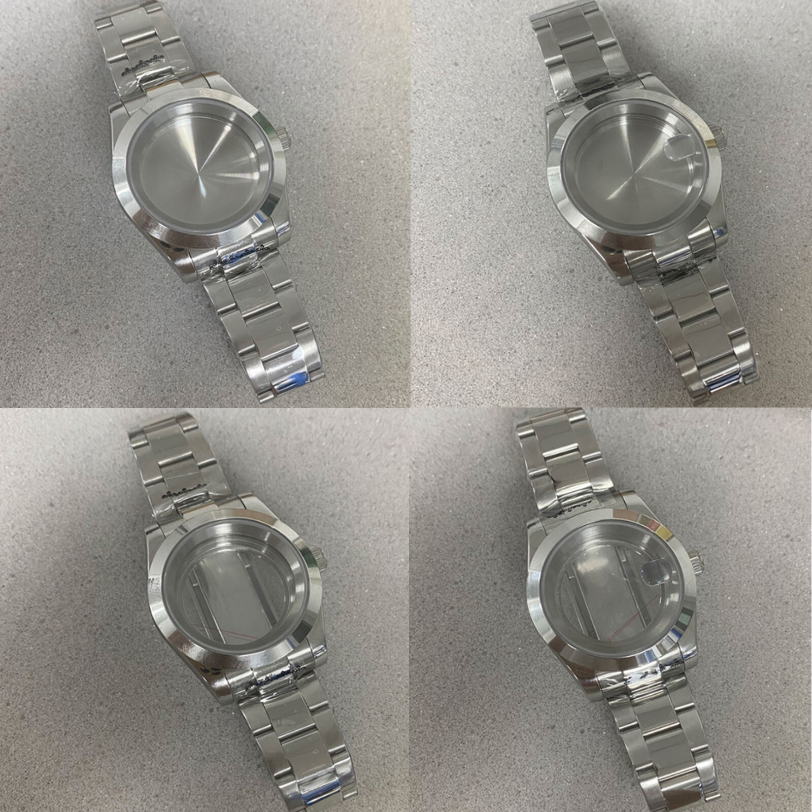 39MM Oyster AK Sapphire Glass Steel Watch Case + Strap for NH35/36 Movement Part