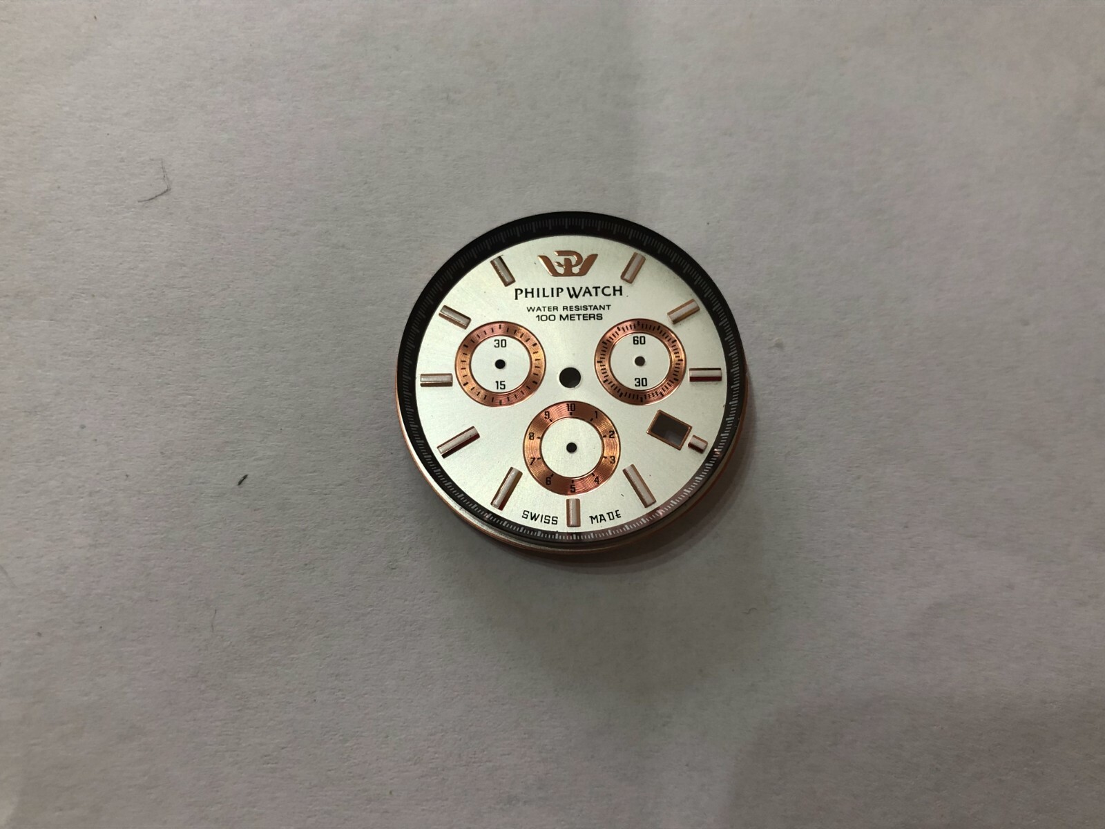 SPARE PARTS ACCESSORY PHILIP WATCH CARIBE CHAMPAGNE CHRONO WATCH DIAL.