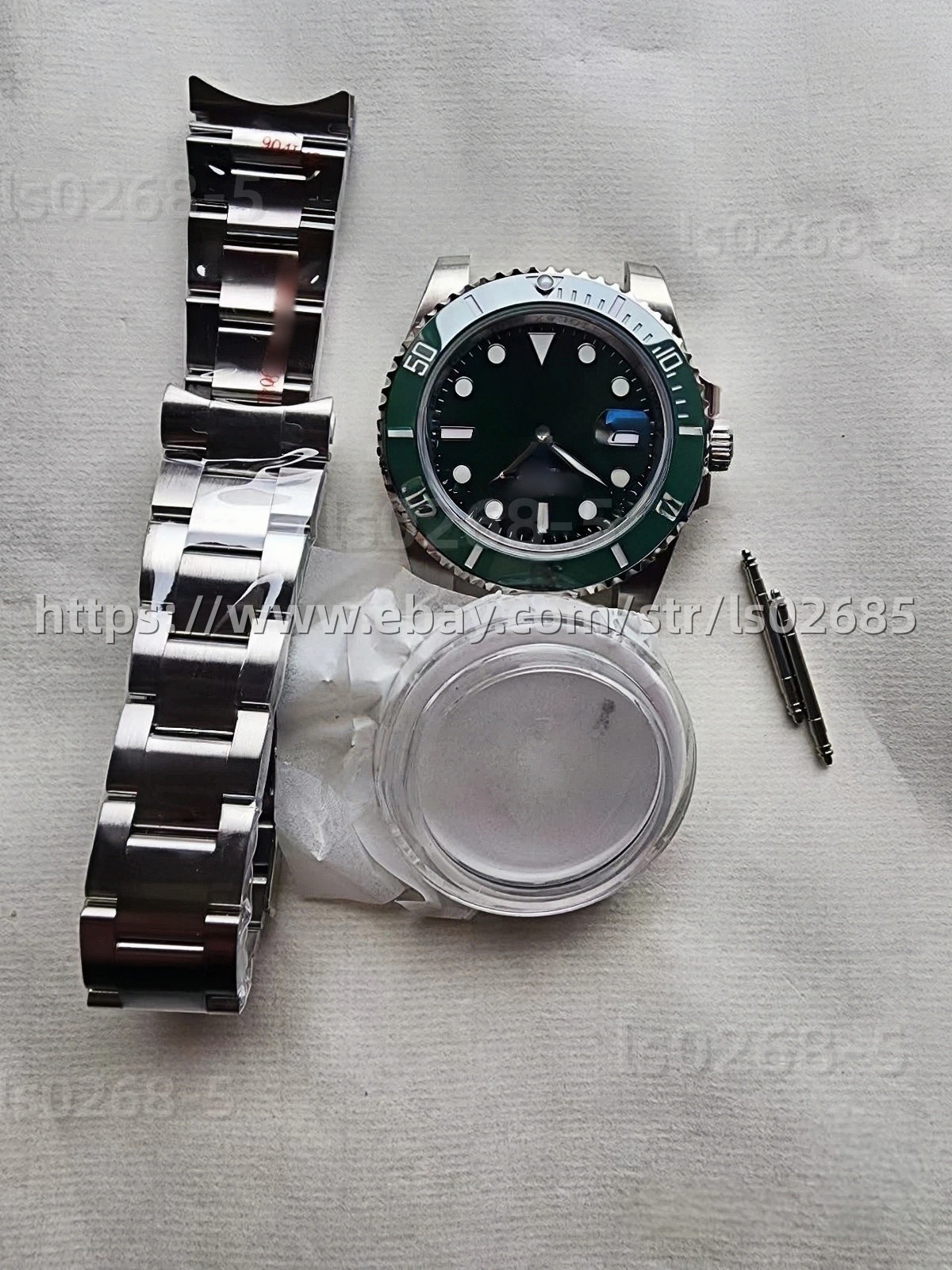 DIY SET for3235 3130 3135 watch case + dial + hands + Strap sapphire 41mm