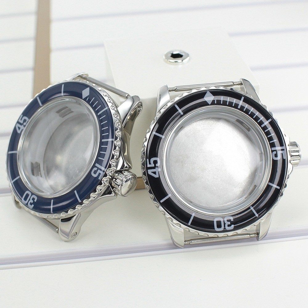 Vintage 45mm Watch Case C3 Luminous Glass Bezel For Seiko NH35 NH36 NH38Movement