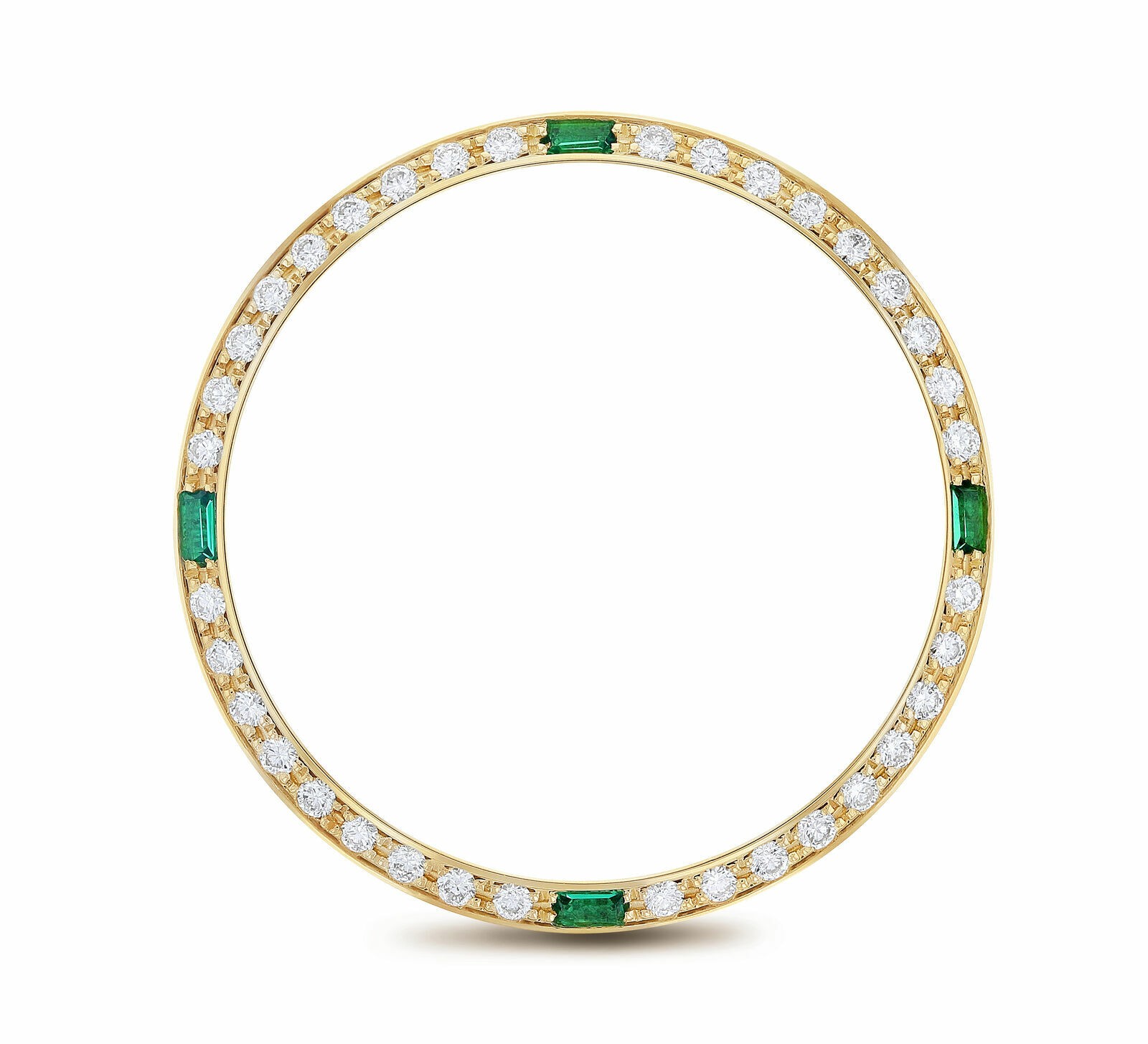 36MM 1CT BEAD SET NATURAL DIAMOND BEZEL 18KY FOR ROLEX DATEJUST WITH EMERALDS