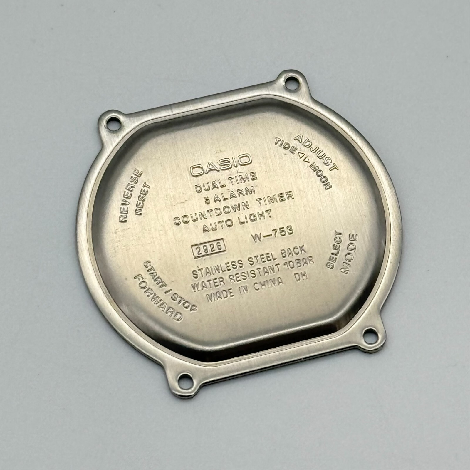 Men’s CASIO Stainless Steel Watch Case Back for W-753 Dual Time (2926)