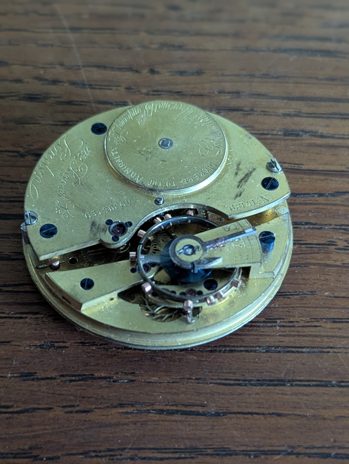 Goldsmiths London Pocket Watch Movement/Dial/Hands to Restore, Broken Bal #S669