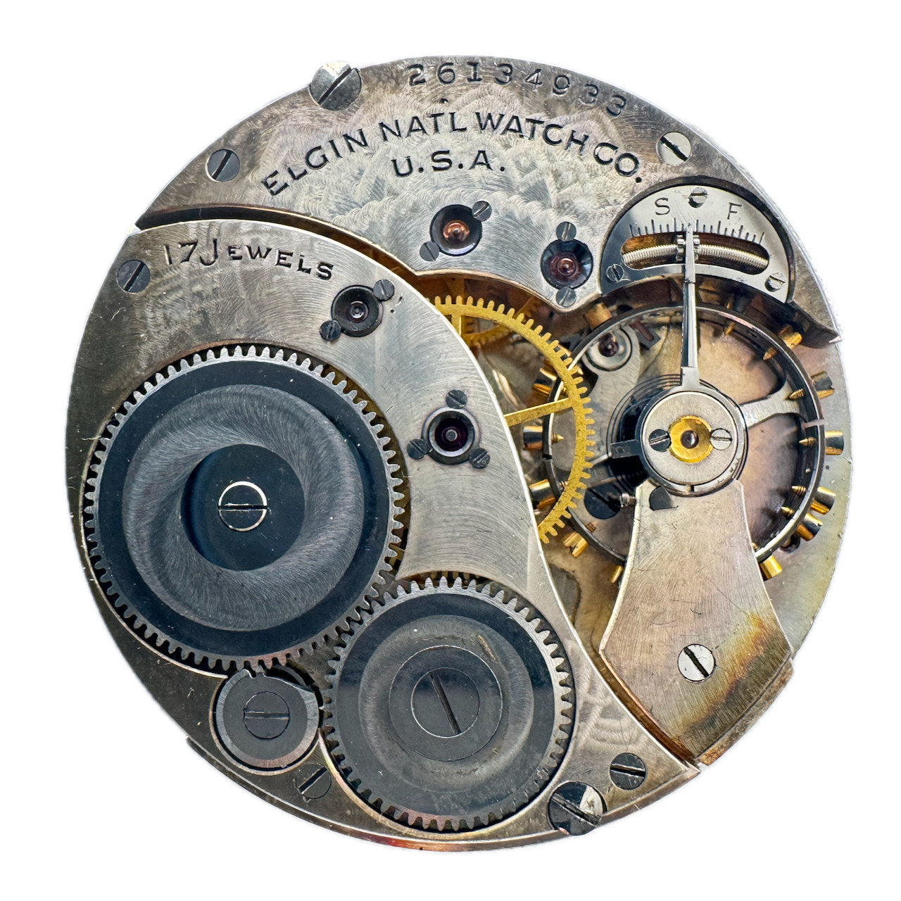 Antique36mm 12s 1924 Elgin 3 17J Mechanical Open Face Pocket Watch Movement 345