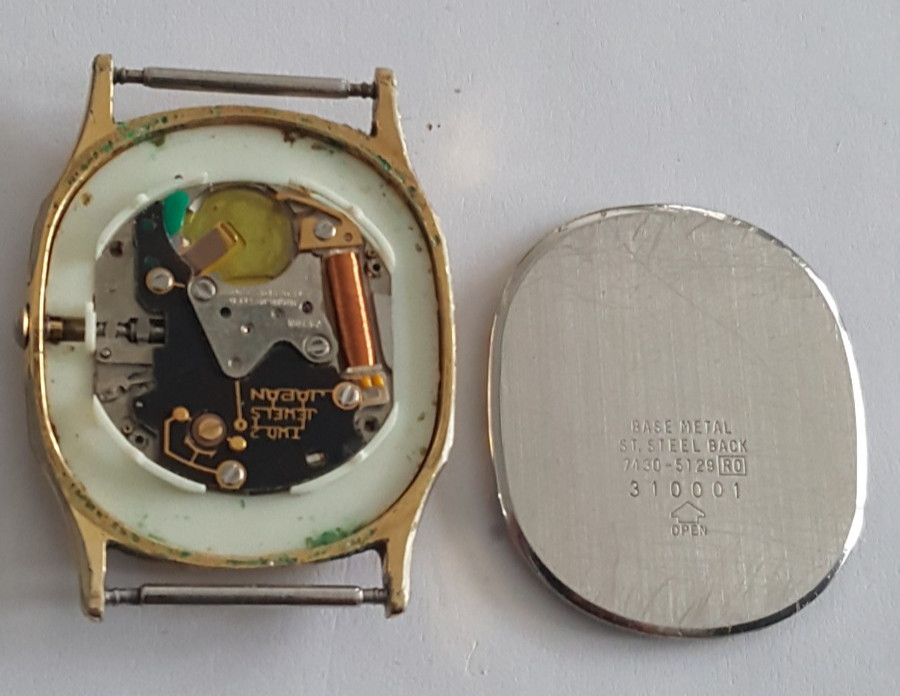 Seiko Gold Plated Bezel and Case Number 7430-5128 With Dial, Hands and Crystal