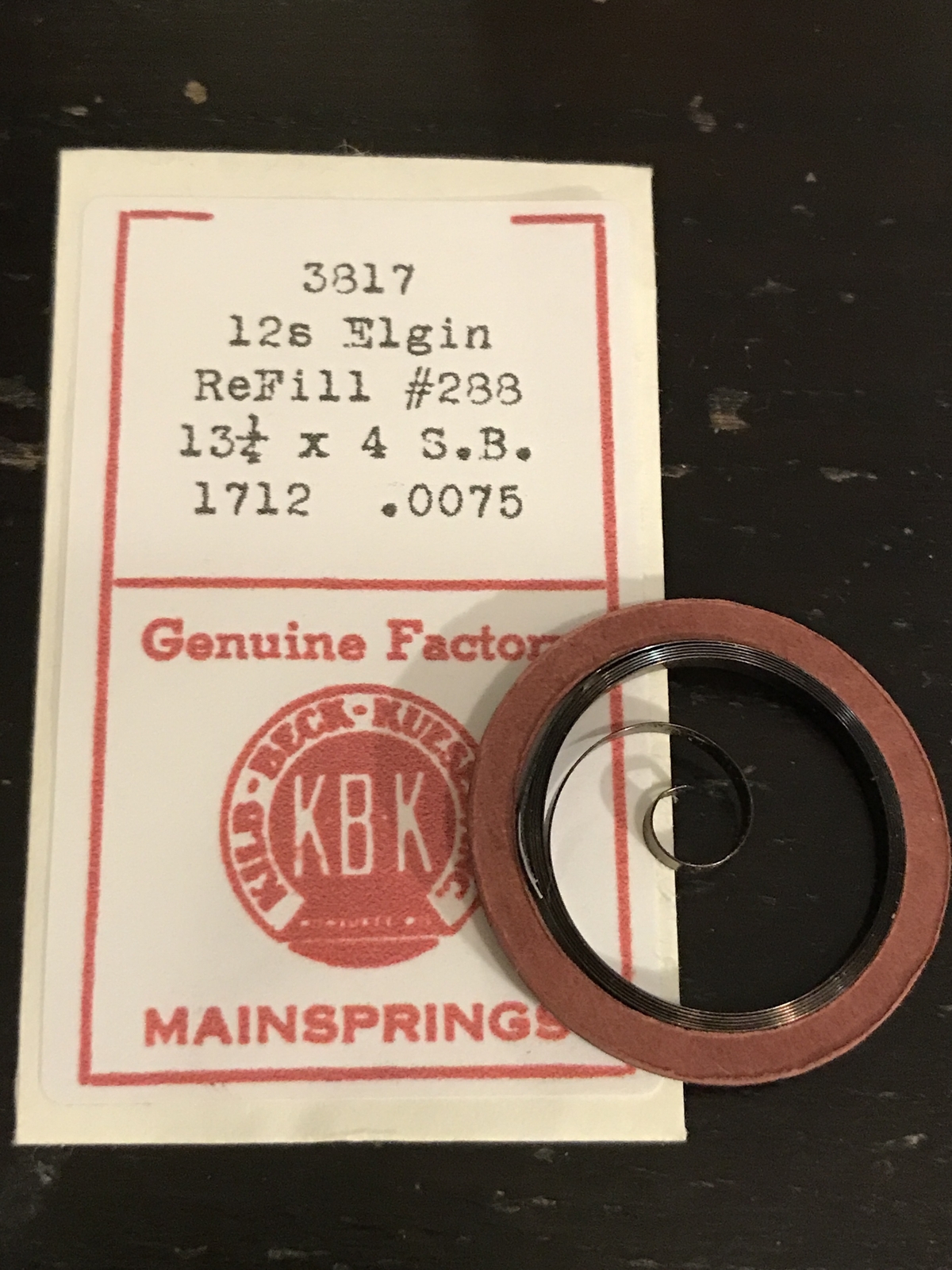 KBK Mainspring #3817 for Elgin 12s No. 1712 – Steel