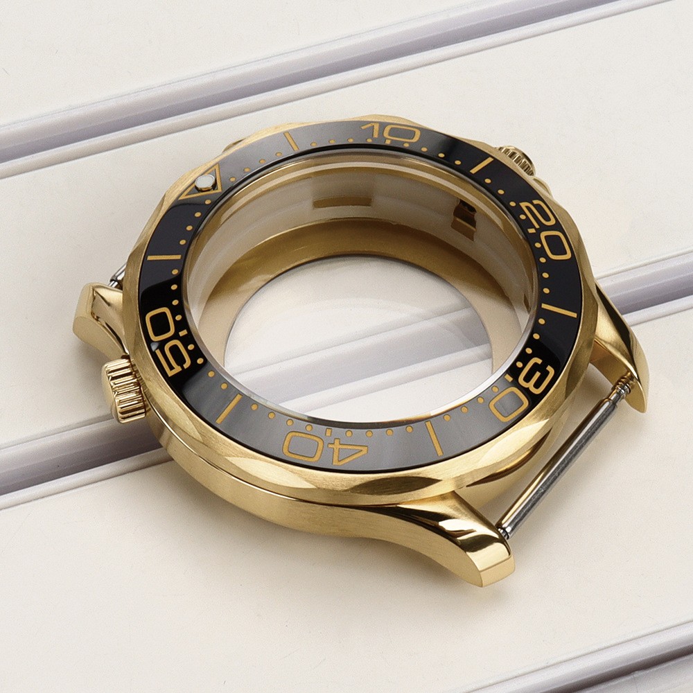Gold PVD 41mm Men’s Watch Case Diver 100m Waterproof For Seiko NH34 NH35 NH36/38